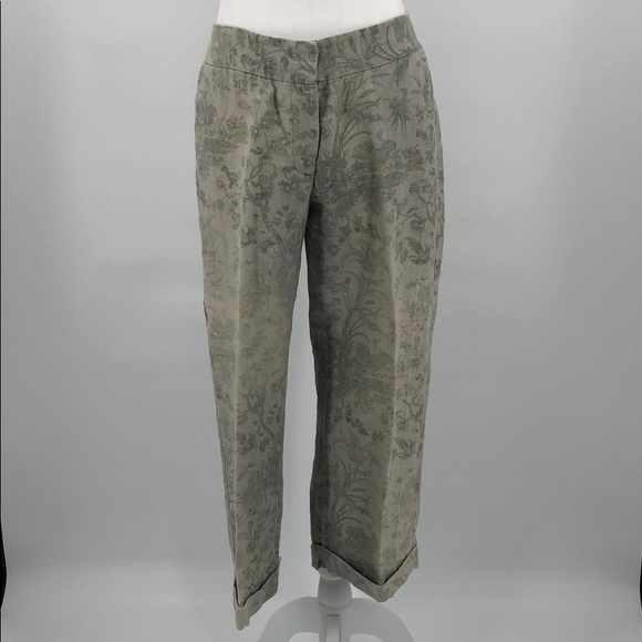 Isda & Co Linen Cropped Pants Sage Green Size 8 - Picture 2 of 8